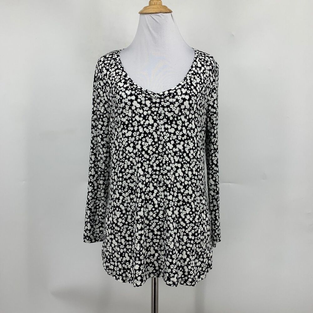 Old Navy Top Women S Small Floral Daisy Luxe Dolphin High Low Scoop Neck Stretch - Picture 2 of 13